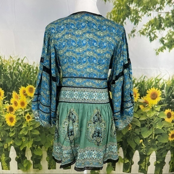 FREE PEOPLE Blue Scarf-Print Luna Tunic XS - Picture 14 of 17